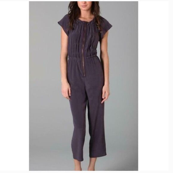 See by Chloe Silk Zip Front Jumpsuit 8 Eggplant Dusty Purple - Picture 1 of 6